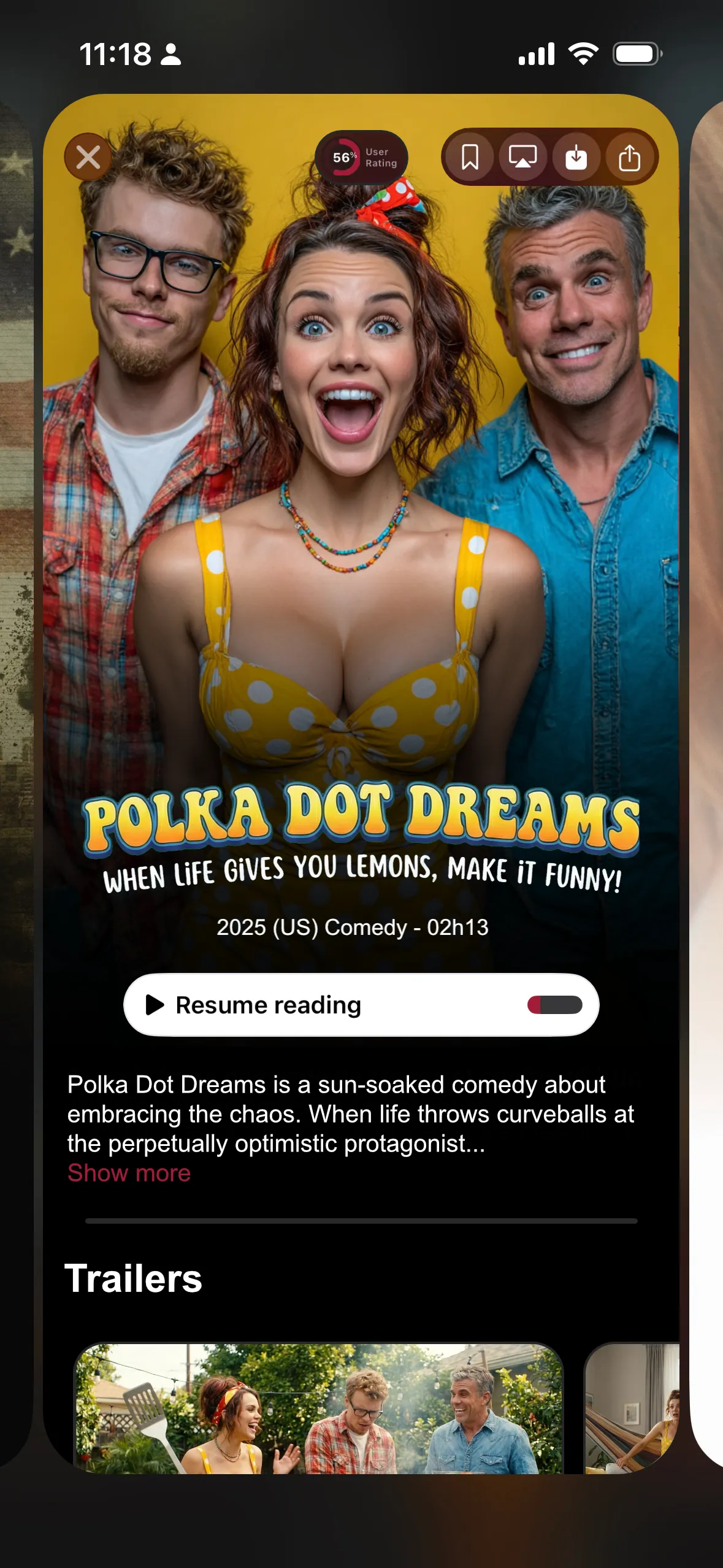 A movie page in SeeClap